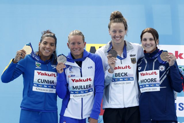 Mundial Aguas Abiertas FINA podio de 5 km femenino