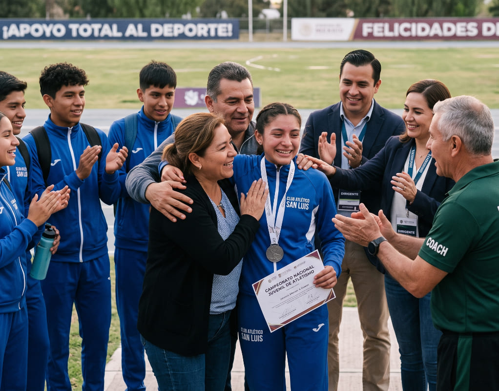 Apoyo de padres, entrenador, dirigentes y compañeros a deportistas jóvenes
