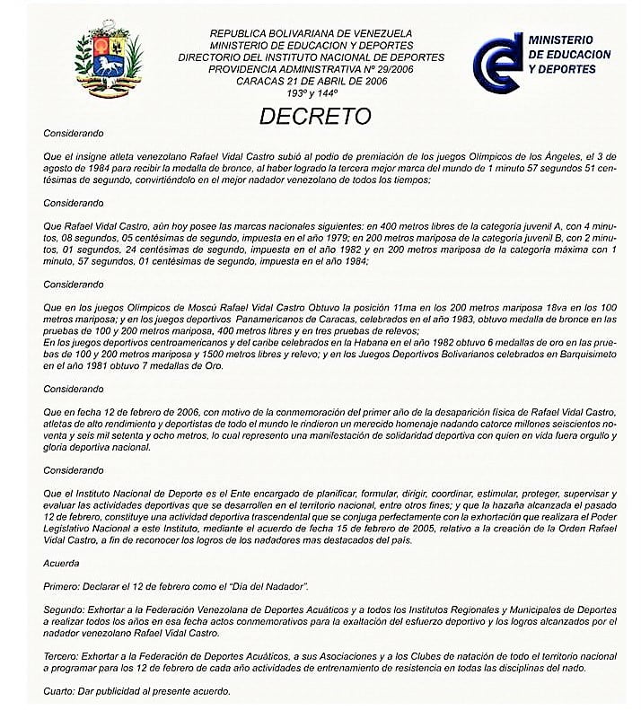 Decreto-Dia-del-Nadador-Venezuela