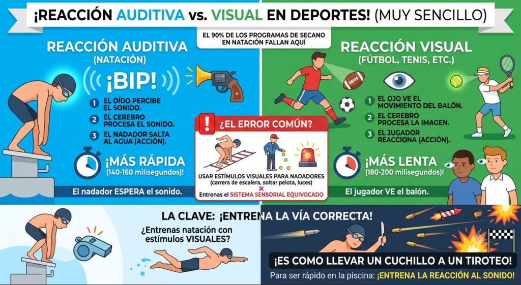 La Reacción Auditiva vs. Visual en Deportes y la Importancia para Nadadores