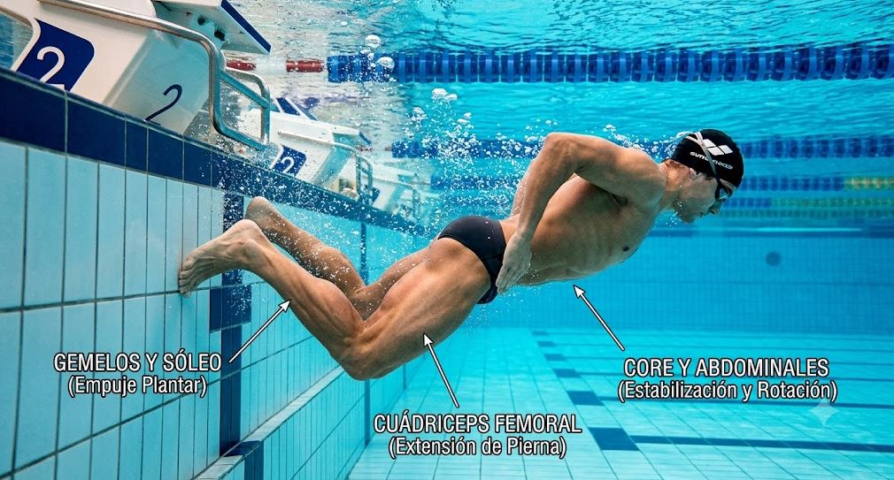 La importancia del Core y las Piernas en salidas y virajes Natacion 